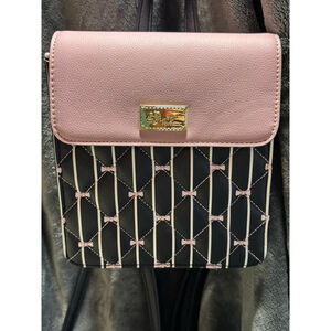GUC Luv Betsey by Betsey Johnson Pink+Navy Faux Leather Backpack w/Stripes+Bows